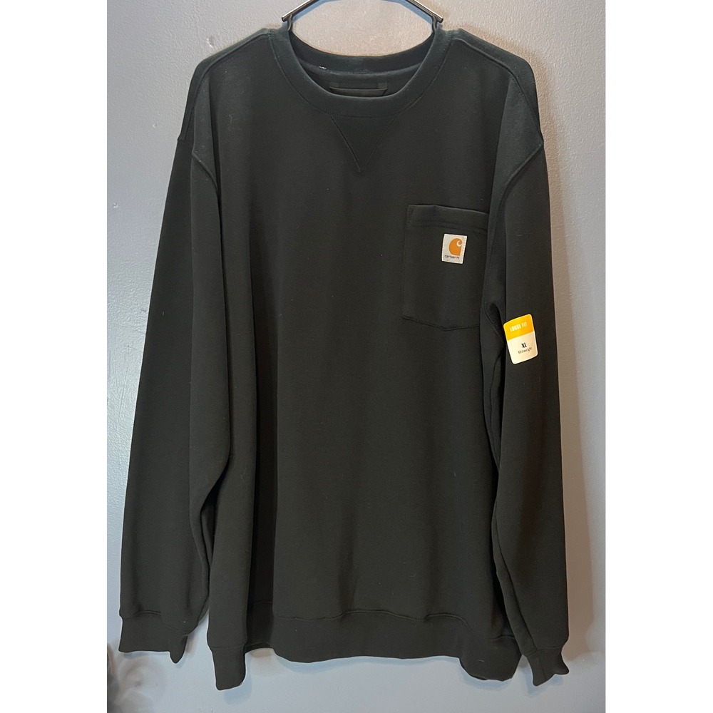 Carhartt Sweatshirt Women XL Black Loose Fit Midweight Pocket Crewneck New Tags